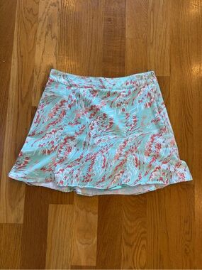 Lady Hagen Mint and Coral Printed Mini Skirt